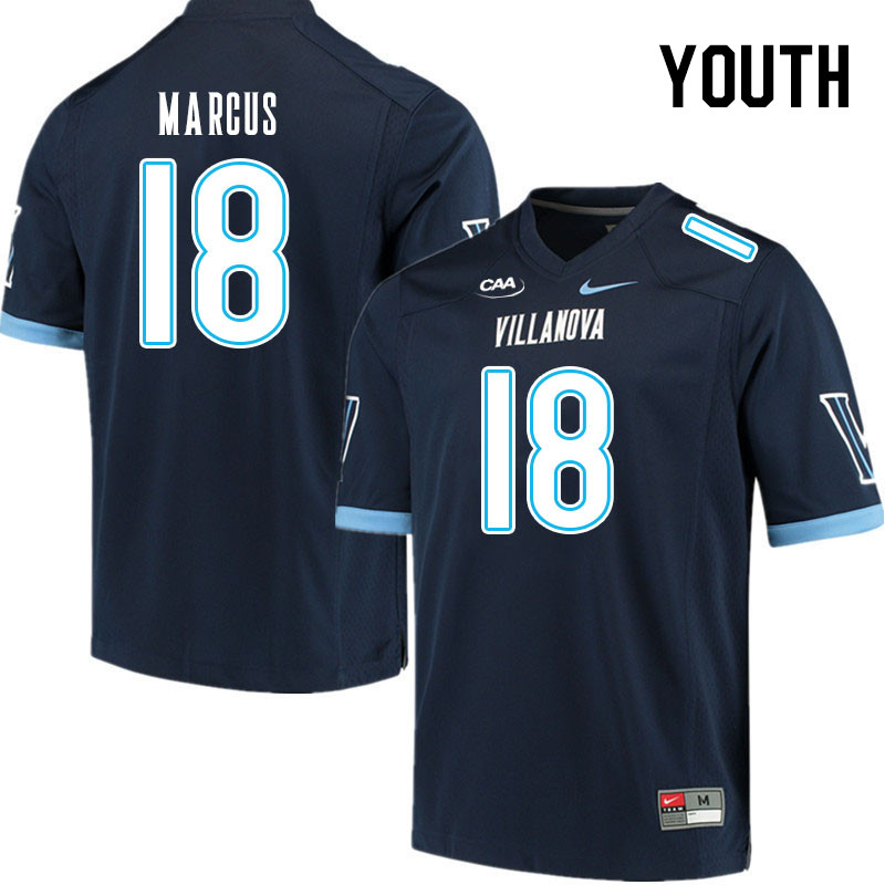 Youth #18 Justin Marcus Villanova Wildcats College Football Jerseys Stitched Sale-Navy - Click Image to Close